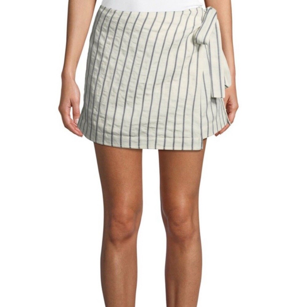 Theory Wrap-Tie Skirt in Split Stripes